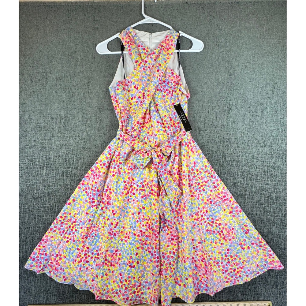 Tahari‎ Arthur S Levine Womens Multi Color Dot Halter Dress Size 6 NWT